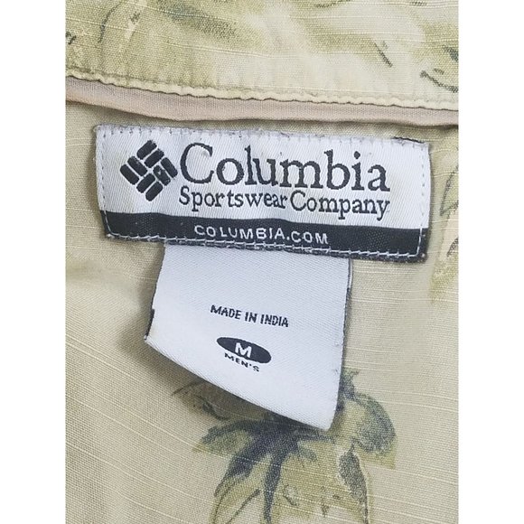 Mens Columbia Sportswear Company 2 Tone Green Palm Trees Hawaiian Tropical M - Picture 8 of 9